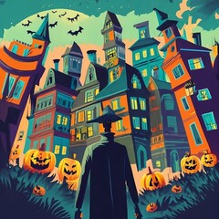 Halloween Ghost Poster, Postcard, Greeting Card