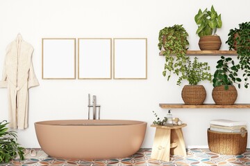 Bathroom interior, frame mockup interior