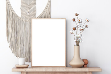 Blank frame mockup on the wall