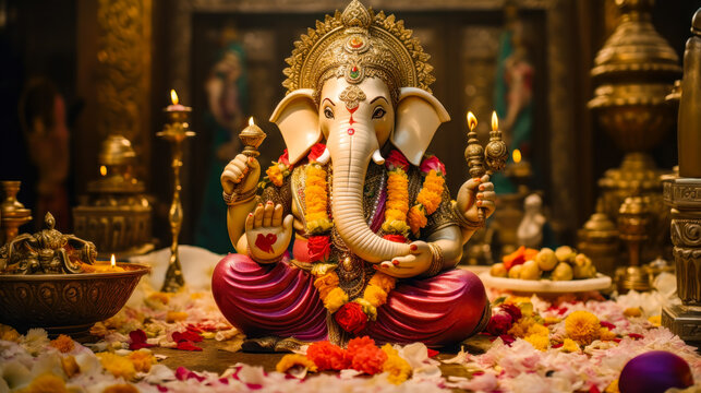 Ganesh Chaturthi Hindu Festival of the Elephant God AI Generated