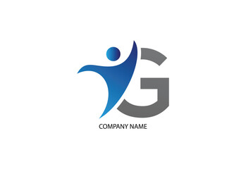 Human with letter G logo design concept template