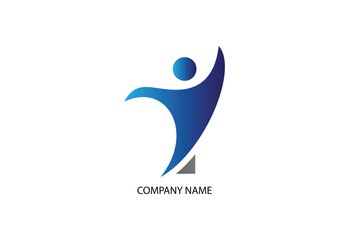 Human with letter I logo design concept template