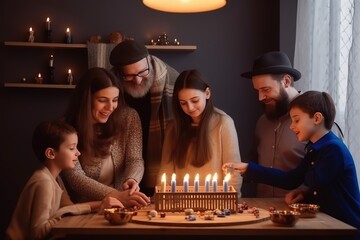 Happy Hanukkah Concept. Hanukkah Background. Hanukkah Theme. Generative Ai.