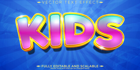 Kids child school text effect, editable cartoon and kids text style