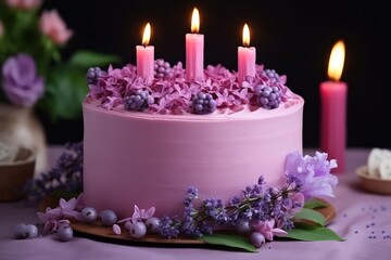 Obraz na płótnie Canvas Birthday cake with flowers