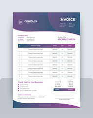 Invoice bill design template. Bill form business invoice and Office bill Design