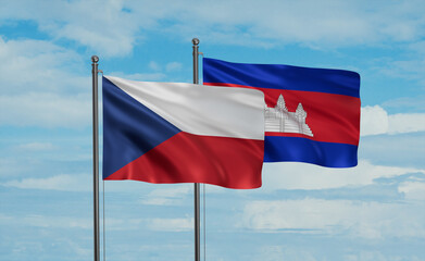 Cambodia and Czech Republic flag