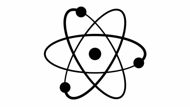 Atom symbol rotation, Proton Neutron Electron Nucleu, Science, loop video, 4k