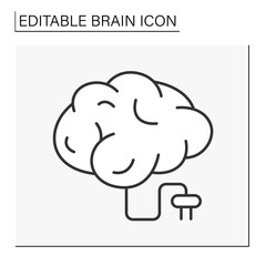  Brain line icon. Brain recharging. Smart solution. Brainstorming concept. Isolated vector illustration. Editable stroke
