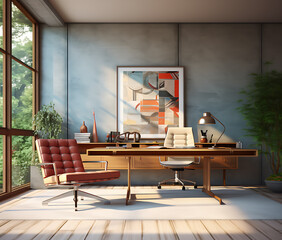 century modern style conceptual interior background room 3d illustration