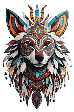  graphics esoteric totem wolf head on white background