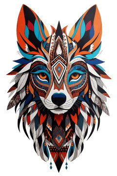  graphics esoteric totem wolf head on white background