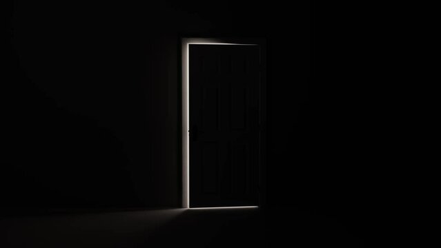 Door open and close, dark room, loop video, 4k
