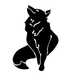 Silhouette of a predatory animal fox.Vector graphics.