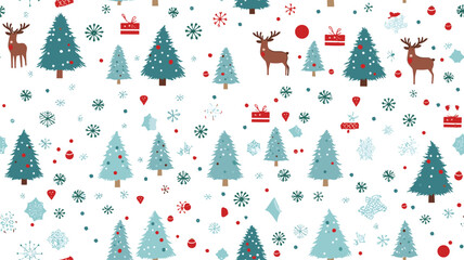 Christmas seamless pattern style flat on a black background. Bright New Year pattern for wrapping paper, print, cover design, fabric.