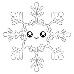 Snowflake coloring book on a white background. Outline vector illustration