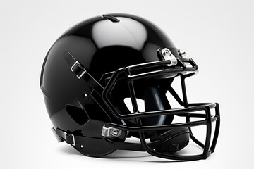 Fototapeta premium Black American football helmet illustration, white background. Generative AI