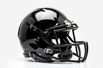Obraz premium Black American football helmet illustration, white background. Generative AI