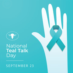 Fototapeta premium Teal Talk Day design template good for celebration usage. teal ribbon vector design. ribbon vector illustration. vector eps 10.