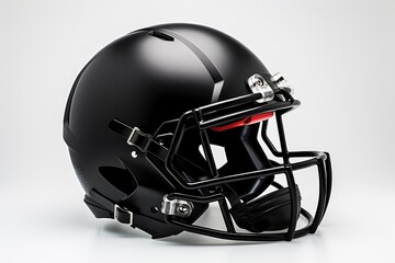 Naklejka premium Black American football helmet illustration, white background. Generative AI