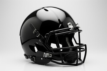 Fototapeta premium Black American football helmet illustration, white background. Generative AI