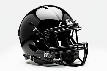 Fototapeta premium Black American football helmet illustration, white background. Generative AI