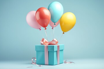 Birthday balloons with gift box.