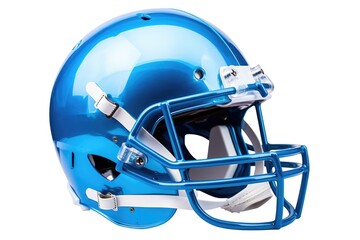 Fototapeta premium Blue American football helmet illustration, white background. Generative AI