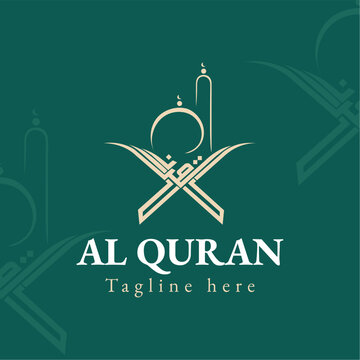 Arabic calligraphy logo of Al-Quran, Islamic School Logo for Islam Education Vector Image