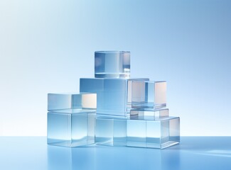 Blue natural background with cosmetic