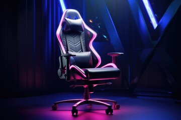 Fototapeta na wymiar Gamer chair with colorful background, gamer concept. Generative AI 