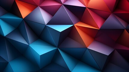 Abstract 3D Background of triangular Shapes in multiple Colors. Modern Wallpaper of geometric Patterns
