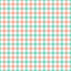 Gingham seamless pattern. Coral green background texture. Checked tweed plaid repeating wallpaper. Fabric design.