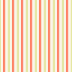 Abstract geometric seamless pattern. Trendy green coral color Vertical stripes. Wrapping paper. Print for interior design and fabric. Kids background. Backdrop in vintage and retro style.
