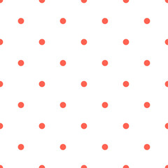 Coral Polka Dots Pattern Repeat on white Background
