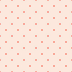 Coral Polka Dots Pattern Repeat on pink Background