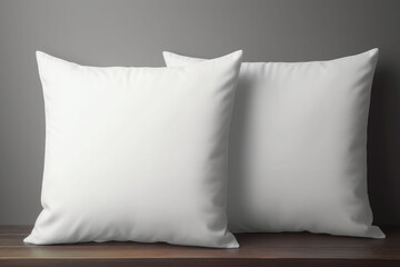 Blank white square cotton pillow, mockup. Generative AI
