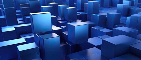 Abstract, blue geometric background design with cubes