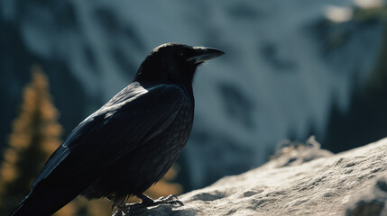 black crow standing on the ground - illlustartion 