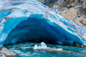 Foto auf Acrylglas The Nigardsbreen Glacier, beautiful blue melting glacier in the Jostedalen National Park,  Norway © Stefano Zaccaria