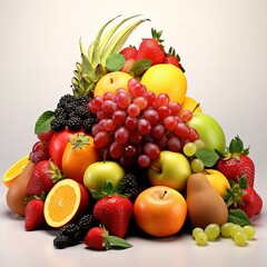 Naklejka na ściany i meble Fresh fruits variety natural nutrition, fruits and berries