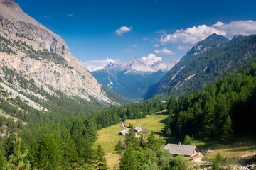 Beautiful landscape with the mountains of the vallée Étroite ( french for "narrow valley"), France