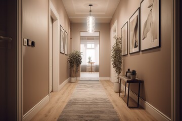 corridor in hotel. Generative AI