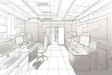interior of modern office. Generative AI