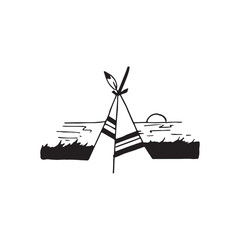 Handdrawn landscape element, Nature, Drawing, wigwam, lodge, tent © michaelrayback