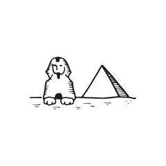 Handdrawn landscape element, Nature, Drawing, Pyramid, Egypt, tattoo, sphinx