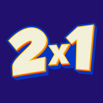 2X1 Half Price Commercial Tag. Thumbs Up Shopping Label. Promotion Template Banner Vector and stickers.Shopping Discount, Social Media Promo Content Advert. Store Off. Special Offer. Half Price. PROMO