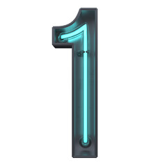 a one neon number illustration isolated on a white background