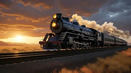 Foto op Canvas power and majesty of railway transport, vintage locomotives © pvl0707