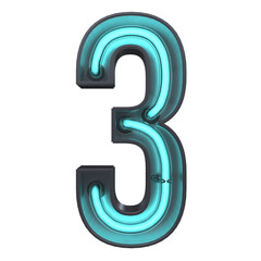 a three neon number illustration isolated on a white background